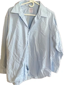 Camisa de vestir para hombre Brooks Brothers manga larga/LGT azul CHEQUE/talla 17.5 34 - Imagen 1 de 5