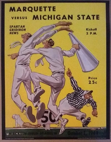 Vintage Michigan State Spartans College Football Game Day Program Poster 11 x 14 Cover