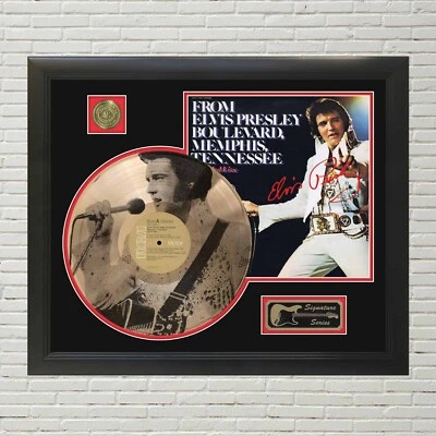 猫王普雷斯利大道定制蚀刻复制品签名LP展示 — 第 1/4 张图片