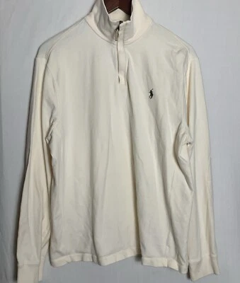 Polo by Ralph Lauren Mens Quarter Zip Cotton Top Warm Ivory Color Size Large L - Image 1 of 4