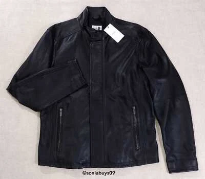 Chaqueta de cuero para hombre Armani Collezioni, negra, talla 40 EE. UU. Foto 1 de 4