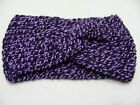 Purple & Black - Hand Knitted - GIRL'S One Size Headband!