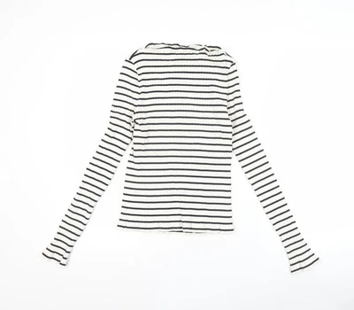 & Other Stories Women Black White Striped Mock Neck Long Sleeve Top Size 12 - Image 1 of 4