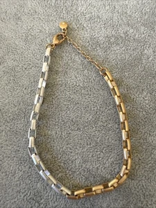 Silver Tone & Gold Tone Oval Link Bracelet  9” Long - Picture 1 of 7