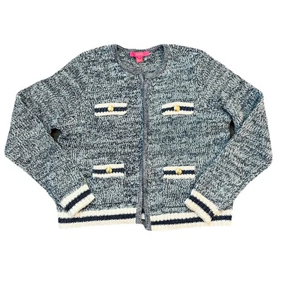 Кардиган Lilly Pulitzer Beckington абако синий Marl размер большой свитер твид - Изображение 1 из 4