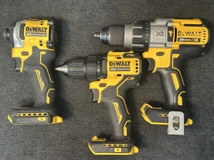 DeWalt Set of 3 20v Brushless Cordless Compact Drills-DCD996-DCD708-DCF850 (u) - Picture 1 of 21