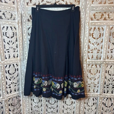 Falda midi Allison Taylor para mujer negra línea A talla 8 boho floral dobladillo bordado Foto 1 de 4