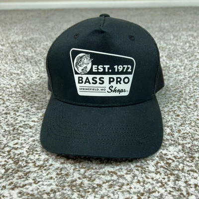 Бейсболка Bass Pro Shops кепка с застежкой сзади мужская черная сетчатая нашивка для дальнобойщиков повседневная для рыбалки - Изображение 1 из 4