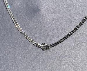 Beautiful Black/Clear Rhinestone Necklace  Loop Necklace - Picture 1 of 3