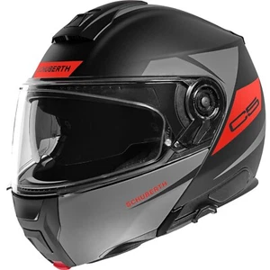 MODULAR MOTORCYCLE HELMET SCHUBERTH C5 ECLIPSE ANTHRACITE BLACK/MATTE RED ECE.2206 - Picture 1 of 5
