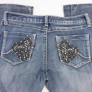 Rock 47 Wrangler W Size 5 Inseam 33 Ultra Low Rise WHX97CD Embellished Stretch - Picture 1 of 10