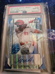 2021 Leaf Metal Draft Blue Wave 16/20 Jay Allen #BA-JA1 PSA 10 GEM MT Auto - Picture 1 of 3