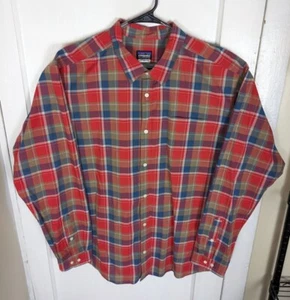 Patagonia Organic Cotton Red Plaid Button Shirt L/S Poly Blend Outdoor Hike XXL - Picture 1 of 5