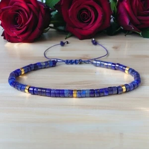 Pulsera Delicada Protección Empática Cuentas Lapislázuli Natural Curación Curación Mujeres Hombres - Imagen 1 de 4