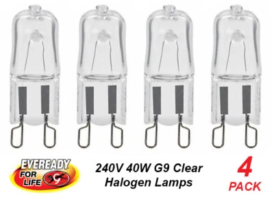 4 x 240V 40W G9 Halogen Light Lamp Globes Capsule Bulbs Bi-Pin Dimmable Clear - Image 1 of 4