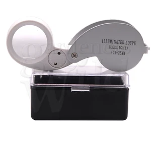 Loupe 40 x Magnifier Illuminated LED Light Boxed Jewelers Magnifying Glass Gift - Picture 1 of 6