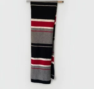 Ralph Lauren Lambs Wool Multicolored Long Scarf 66”x10” Red White Blue Gray - Picture 1 of 5