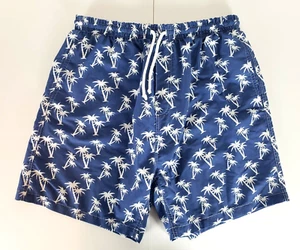 Surf Ave Swim Shorts Boys Large Blue Trunks Palm Trees - Picture 1 of 5