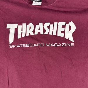 🛹 Thrasher Skateboard Magazine Maroon T-Shirt XL Skateboarding Streetwear - Picture 1 of 5