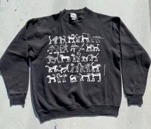 Men's Vintage Tultex Sweatshirt Black Cats M 90s Crew USA Cartoon Funny Street - Picture 1 of 15