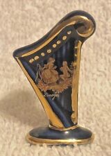 Vintage Limoges Miniature Cobalt Blue Harp Courting Couple Gold Trim France