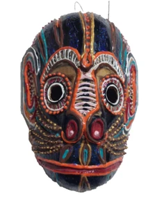 Old carved wooden mask.  monkey - polichrome - Picture 1 of 7