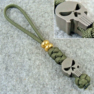 550 Paracord Knife Lanyard With Titanium & Brass Beads / Skull Lanyard Beads - Image 1 of 4