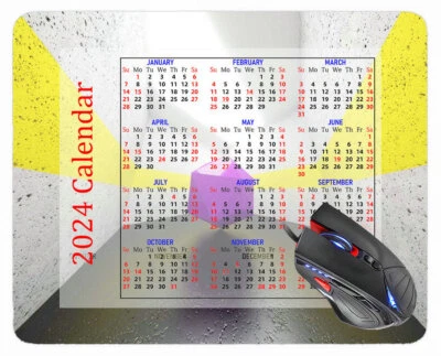 2024 Calendar Mouse Pad with Holidays,Begonia Red Rectangle Gaming Mouse Pads - Image 1 of 4