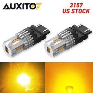 2x AUXITO 3157 3156 3057 LED Amarillo Ámbar Señal de Giro Luz LED Bombilla Advertencia EAC - Imagen 1 de 12