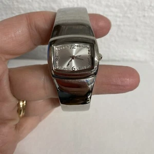Silver Tone Dial Hinge Bracelet Band Watch 6.5 Inch - Picture 1 of 6