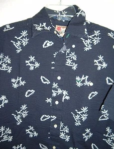 Camisa Hawaiana Hilfiger Botón Delantero Azul Campamento Aloha Playa Palmeras Talla S - Imagen 1 de 3