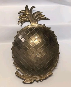 Vintage massiv Messing ANANAS Symbol des WILLKOMMENS Schmuck Tablett Schale Dekor Indien - Bild 1 von 6