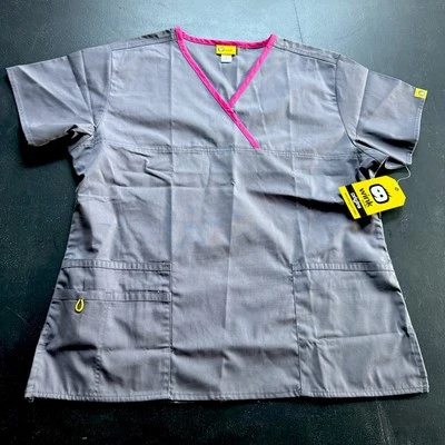 New WonderWink Scrub Top Womens Large Medical Nurse Short Sleeve V Neck Sc1-18 - Image 1 of 3