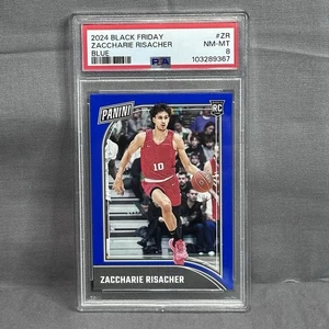 Zaccharie Risacher 2024 Panini Black Friday Blue #ZR 17/50 PSA 8 Hawks RC - Picture 1 of 2