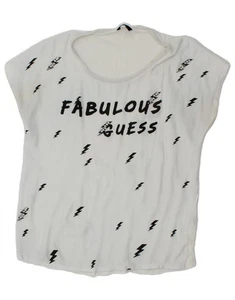 GUESS Womens Graphic T-Shirt Top UK 14 Medium White AE14 - Picture 1 of 3