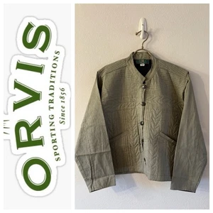 Auténtica chaqueta Orvis 100 % algodón verde con botones bolsillos vintage grande - Imagen 1 de 15
