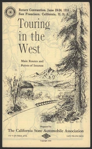 Mapa/folleto de la CSAA ""Touring in the West"" 1938 - Imagen 1 de 1