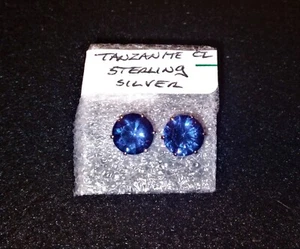 Brand New Beautiful Tanzanite Genuine CZ Stud Pierced Earrings - Picture 1 of 6