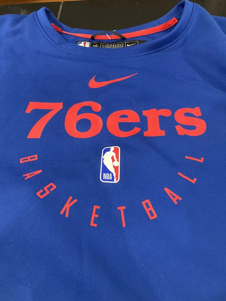 MENS NIKE THERMA PHILADELPHIA 76ERS SIXERS SWEATER BLUE 3XL/T TALL