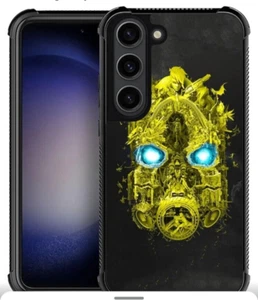 Samsung Galaxy S23 Hülle Gold Maske Maschine Anime Muster Design Stoßfest - Bild 1 von 4
