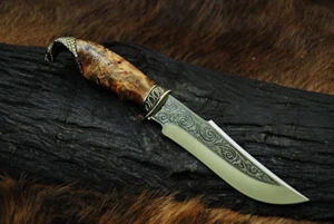¡! CUCHILLO HECHO A MANO DE ACERO DE ALTA CALIDAD ROBLE * SERPIENTE COBRA DE CAZA * + FUNDA - Imagen 1 de 3
