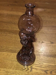 MCM Legras Figural French Purple Art Glass Cherub w/ Clock -Vase Bottle Decanter - Picture 1 of 24