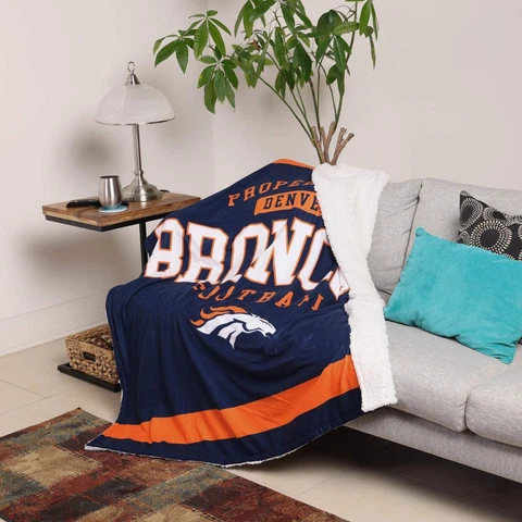 Denver Broncos Sherpa Fleece Throw Blanket Soft Warm Blanket For Coach Sofa Gift Cover