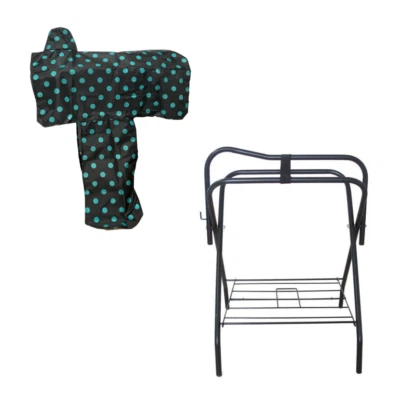 AJ Tack Freestanding Portable Horse Saddle Rack with Black and Turquoise West... - Image 1 of 4