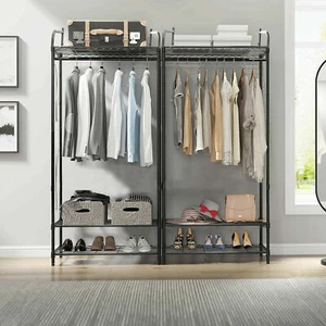 Large Space Clothes Rack Garment Hanger Stand Hanging Rail Iron Coat Closet Unit - Picture 1 of 12