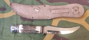 VINTAGE ORIGINAL BUFFALO SKINNER HUNTING KNIFE W/ LEATHER SNEATH WIDDER SOLINGEN - Picture 1 of 11