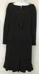 prada dress Black Crêpe Longsleeve Coatdress Dress Snap Up Size 6 - Picture 1 of 10