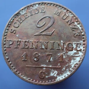 2 Pfenninge 1871 c - Moneda genuina de los Estados de Alemania - KM# 481 - Prusia - #R587 - Imagen 1 de 3