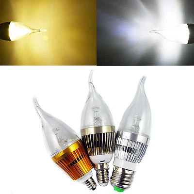 E12 E14 E27 6W Dimmable Flame High Power Chandelier LED Candle Light Bulb White - Image 1 of 4