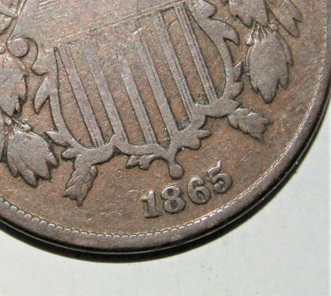 1865 2 Cent Piece RPM Fancy 5 ERROR Cover